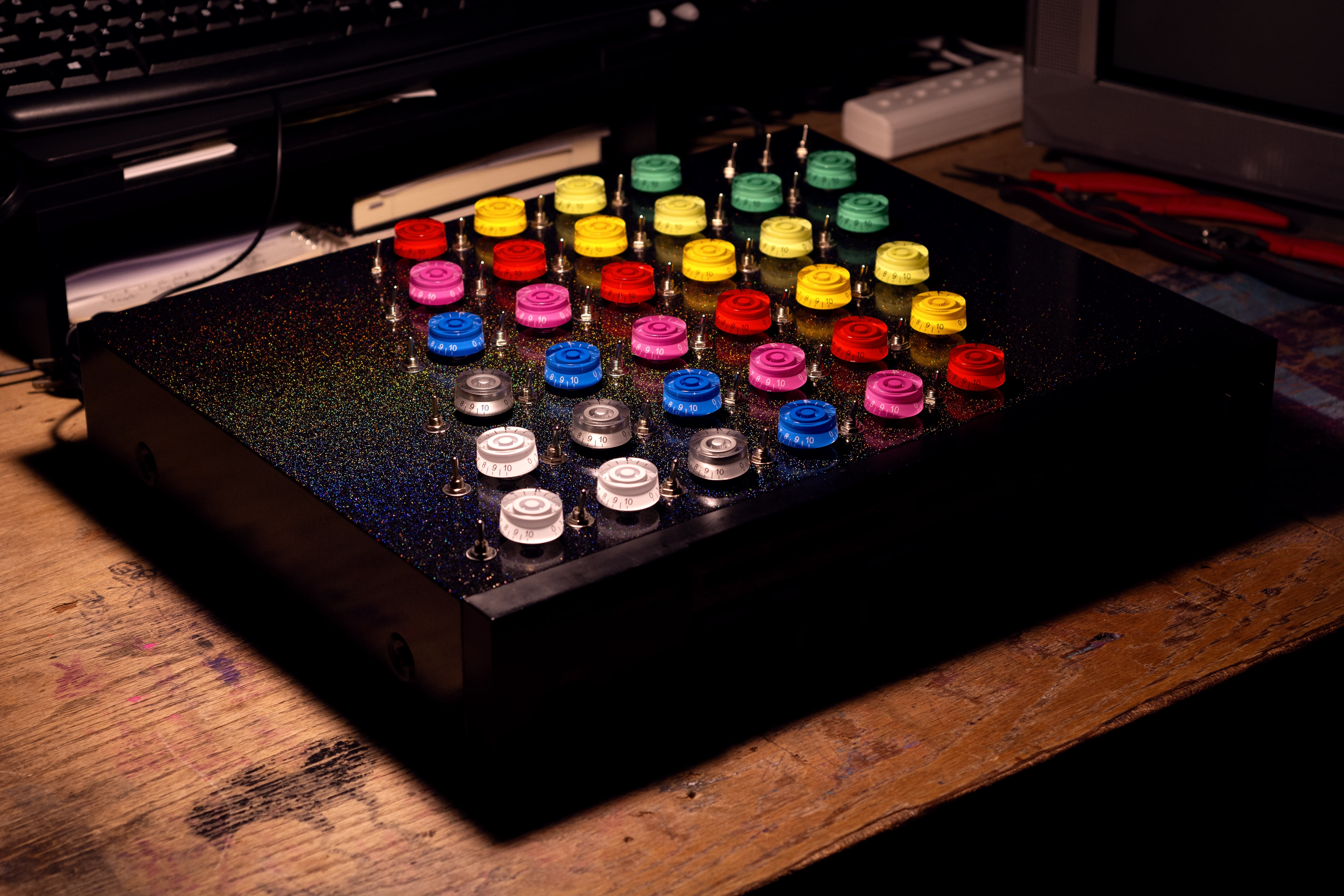 Dragonfly, a complex circuit-bent analog video glitch device with alien, otherworldly effects