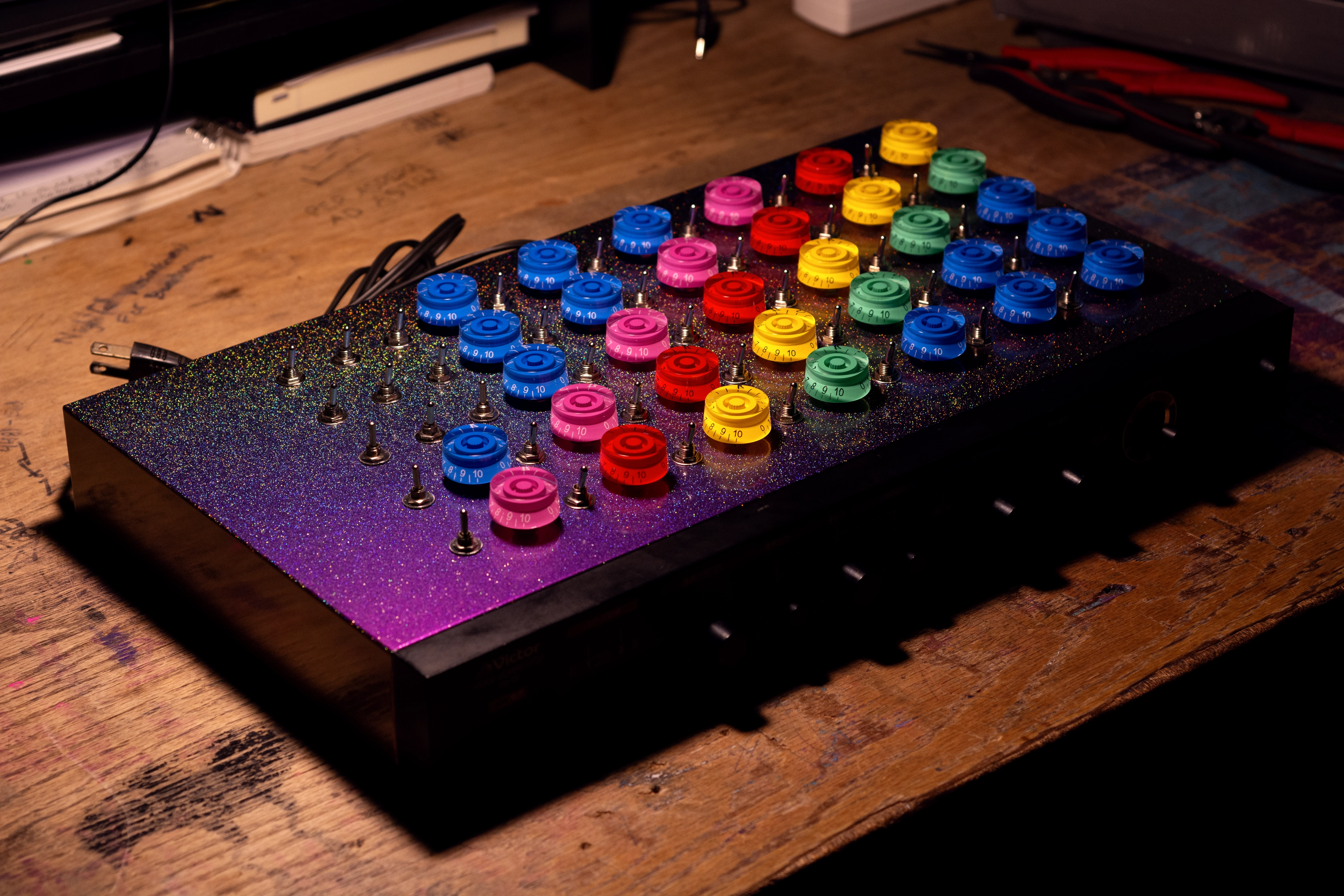 Firefly, an in-depth circuit-bent analog video glitch instrument with intensely colourful output