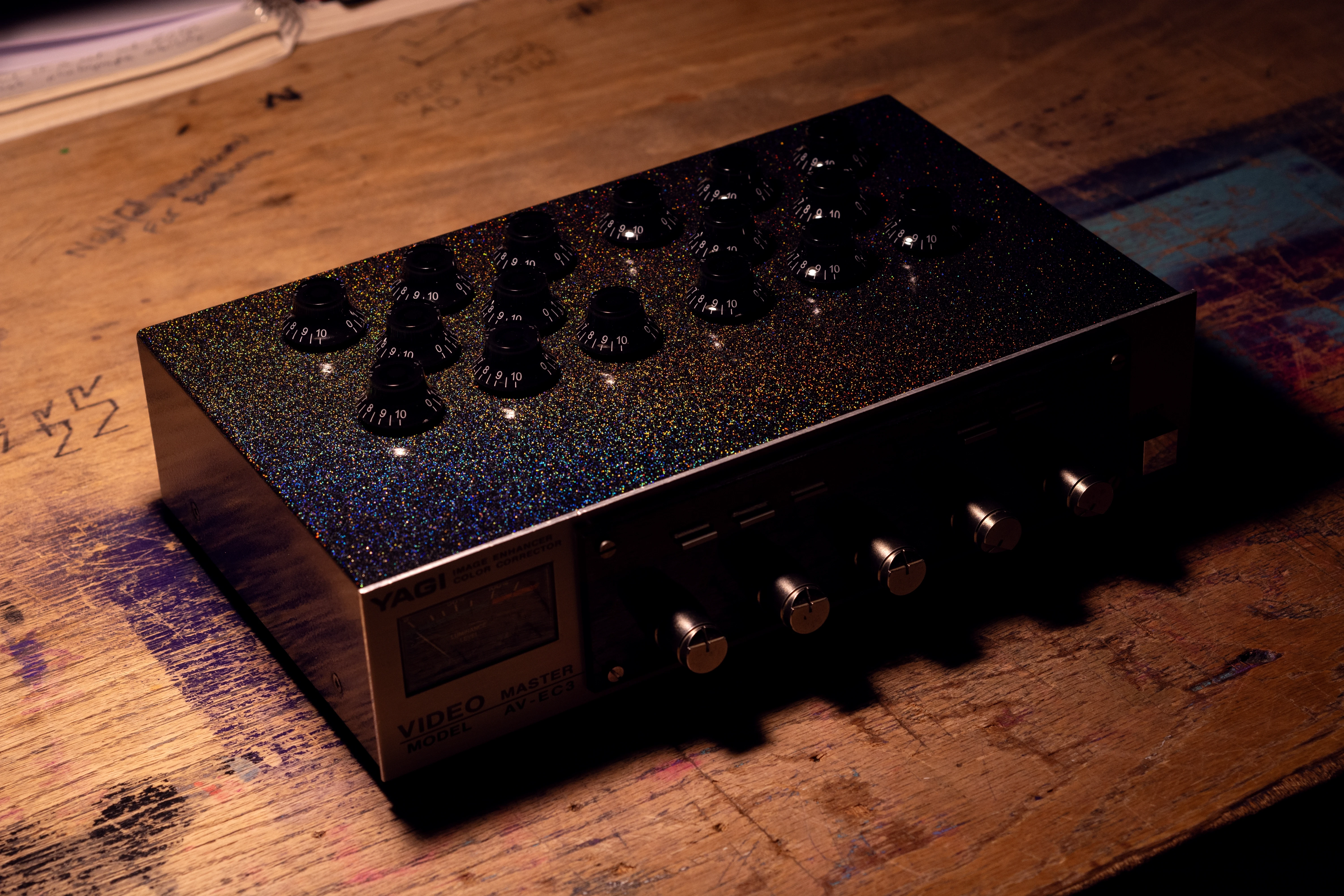 Spectraloom, an accessible circuit-bent analog video glitch unit with colourful, woven textures